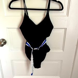 Black One Piece Swimsuit with belt
